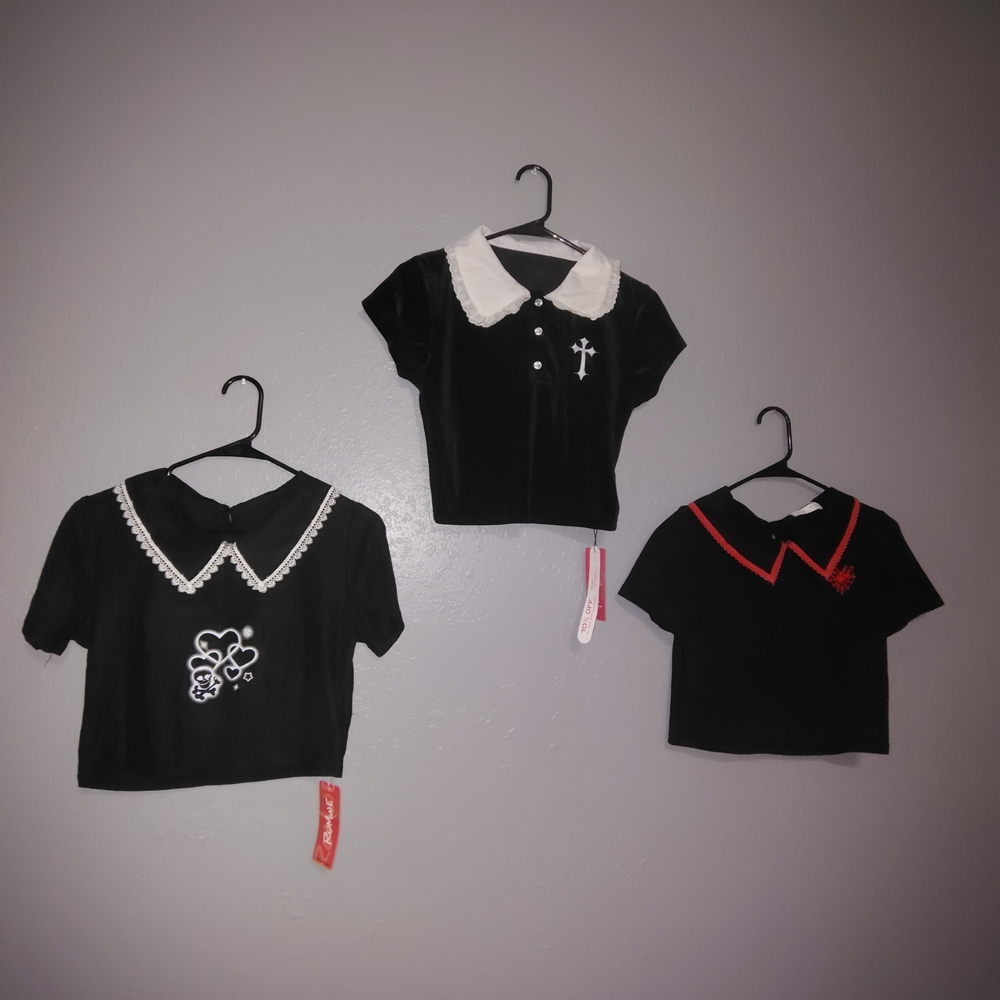Black Kids Shirts Set with White and Red Accents